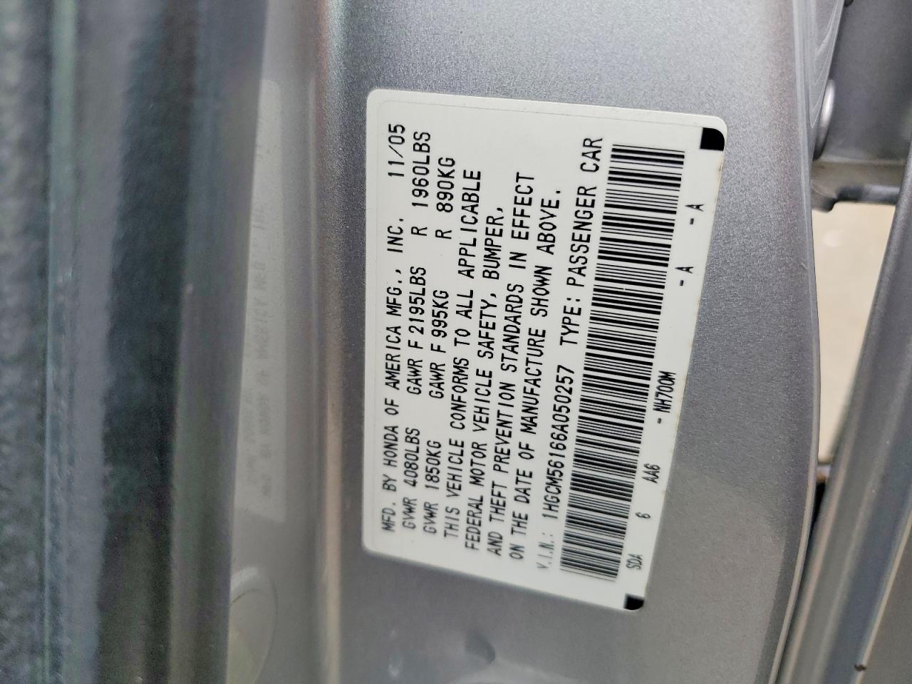 2006 HONDA ACCORD VALUE photo 37