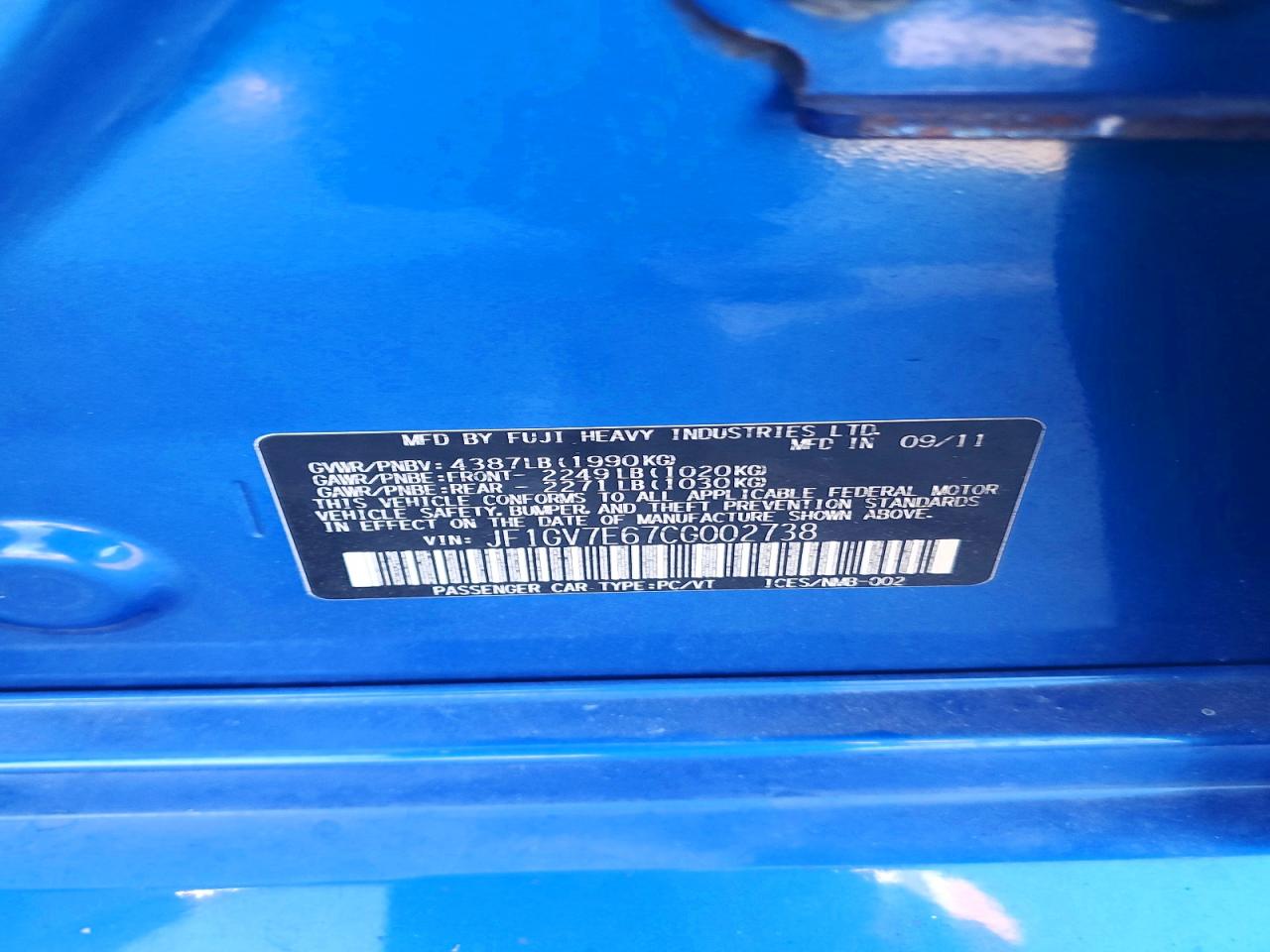 2012 SUBARU IMPREZA photo 34