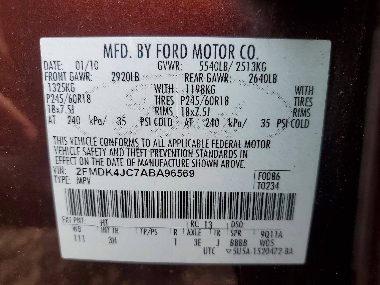 2010 FORD EDGE SEL photo 23