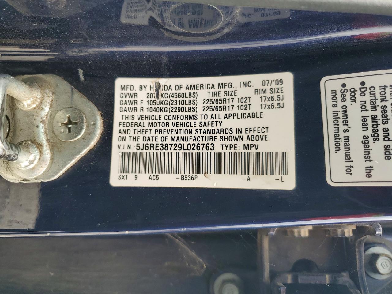 2009 HONDA CR-V EXL photo 14