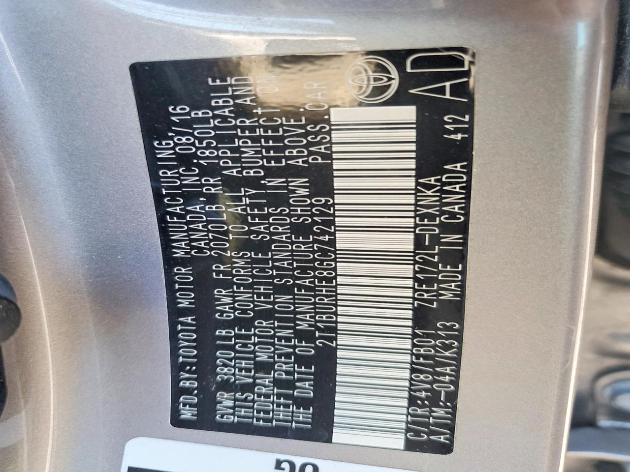 2016 TOYOTA COROLLA LE photo 23