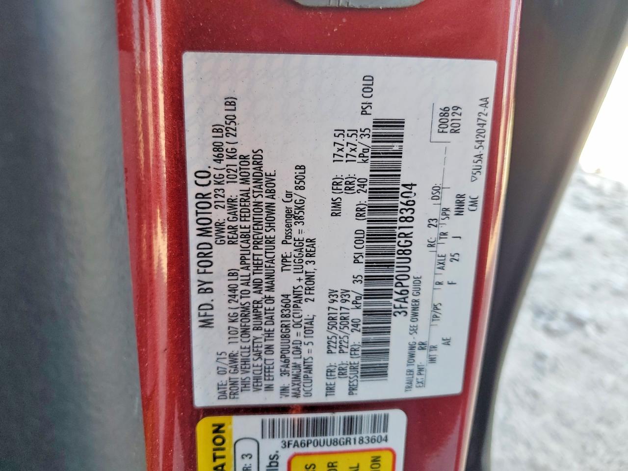 2016 FORD FUSION S HYBRID photo 25