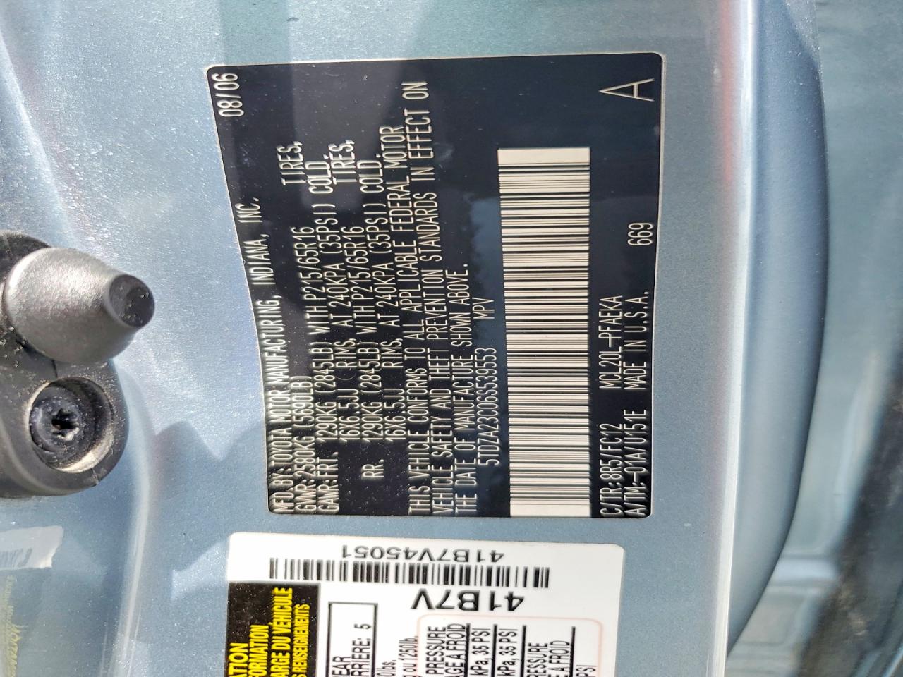2006 TOYOTA SIENNA LE 7 PASSENGER photo 25