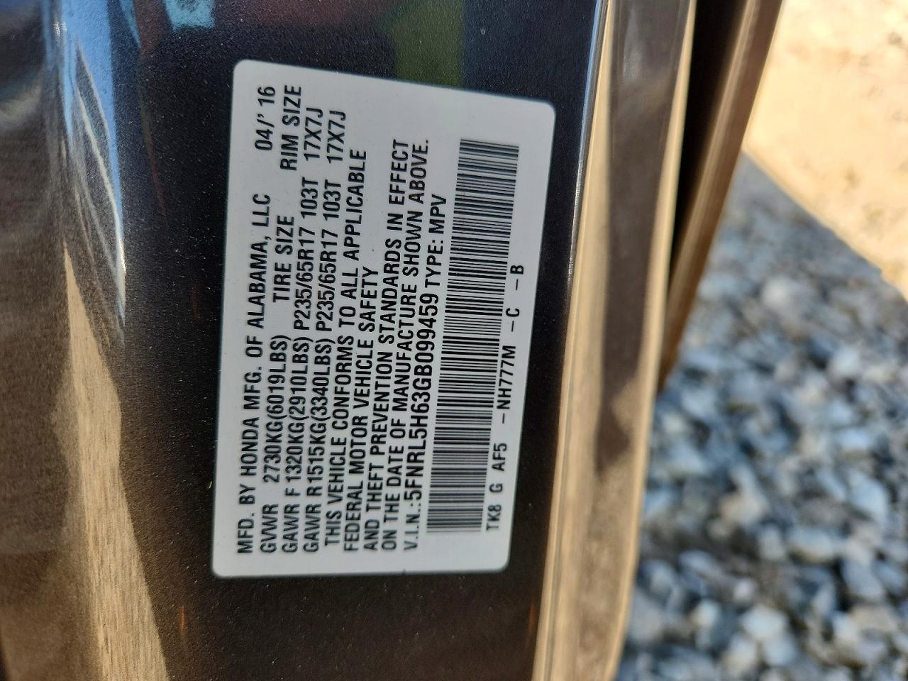 2016 HONDA ODYSSEY EXL photo 25