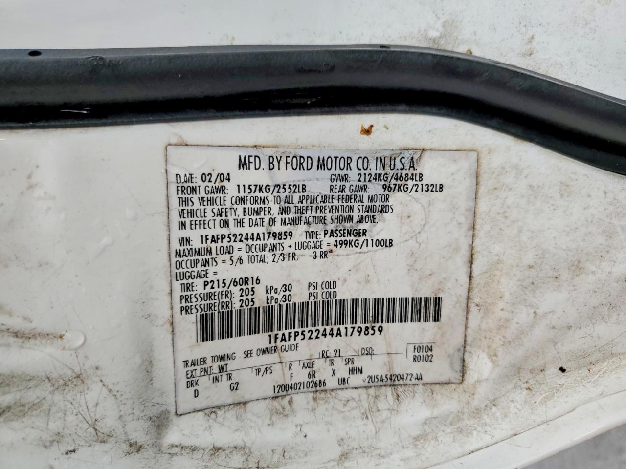 2004 FORD TAURUS LX photo 25