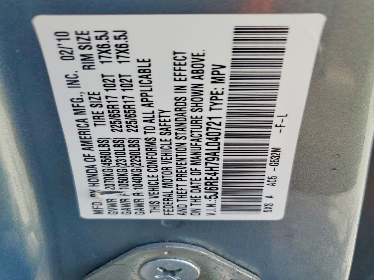 2010 HONDA CR-V EXL photo 37