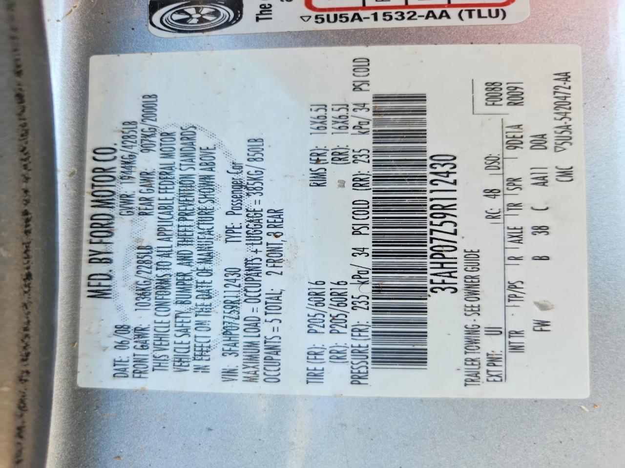 2009 FORD FUSION SE photo 34