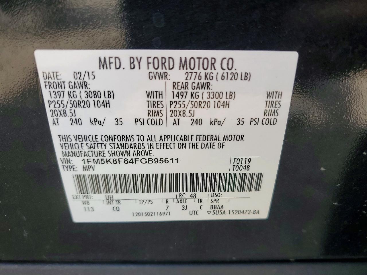 2015 FORD EXPLORER LIMITED photo 13