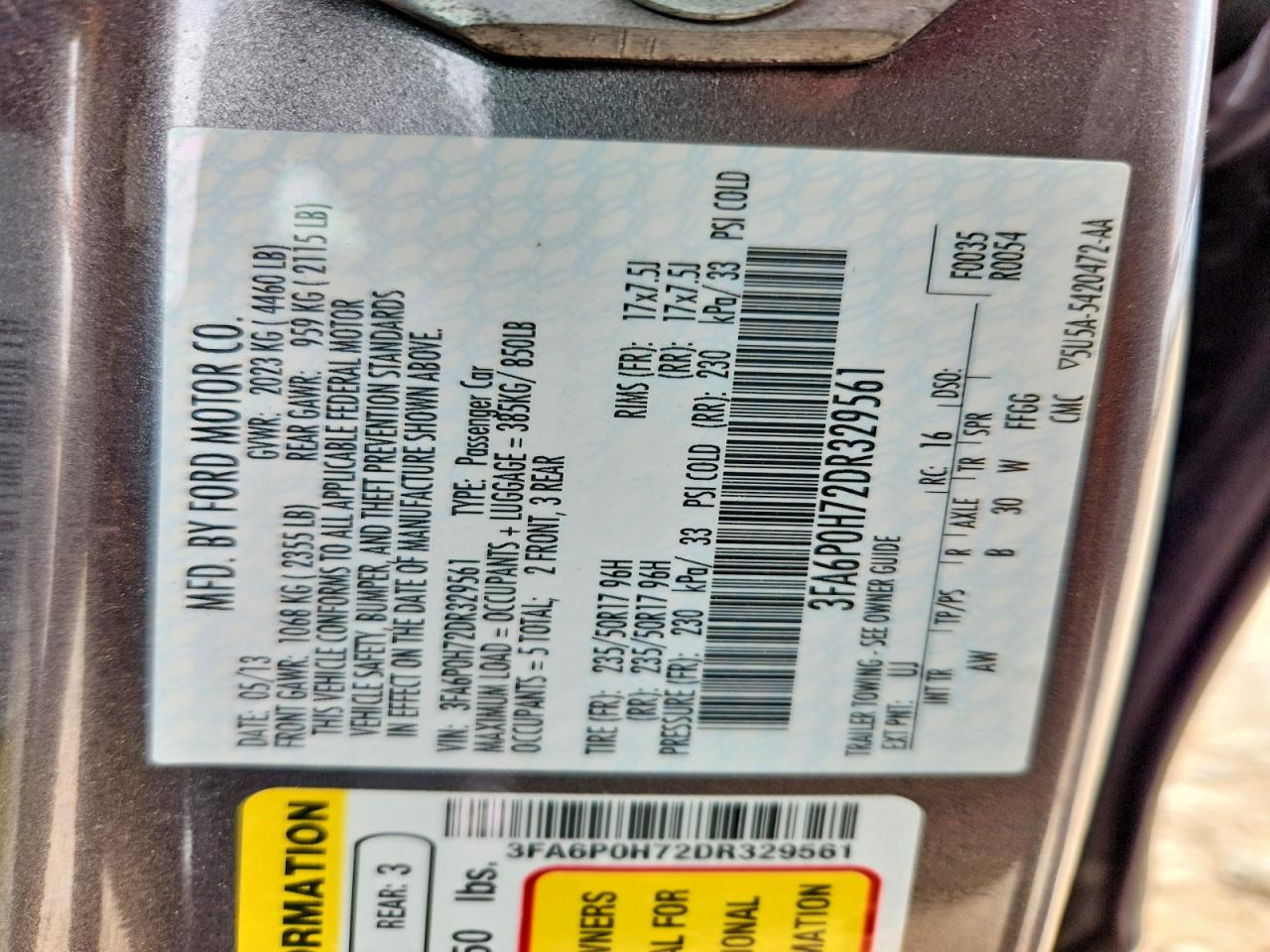 2013 FORD FUSION SE photo 23