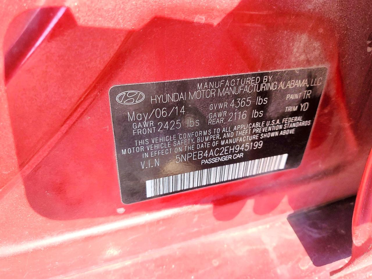 2014 HYUNDAI SONATA GLS photo 13