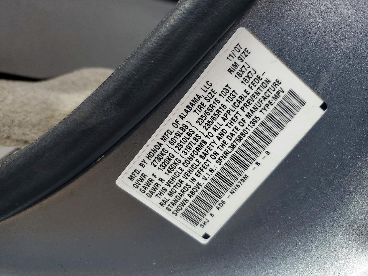 2008 HONDA ODYSSEY EXL photo 40