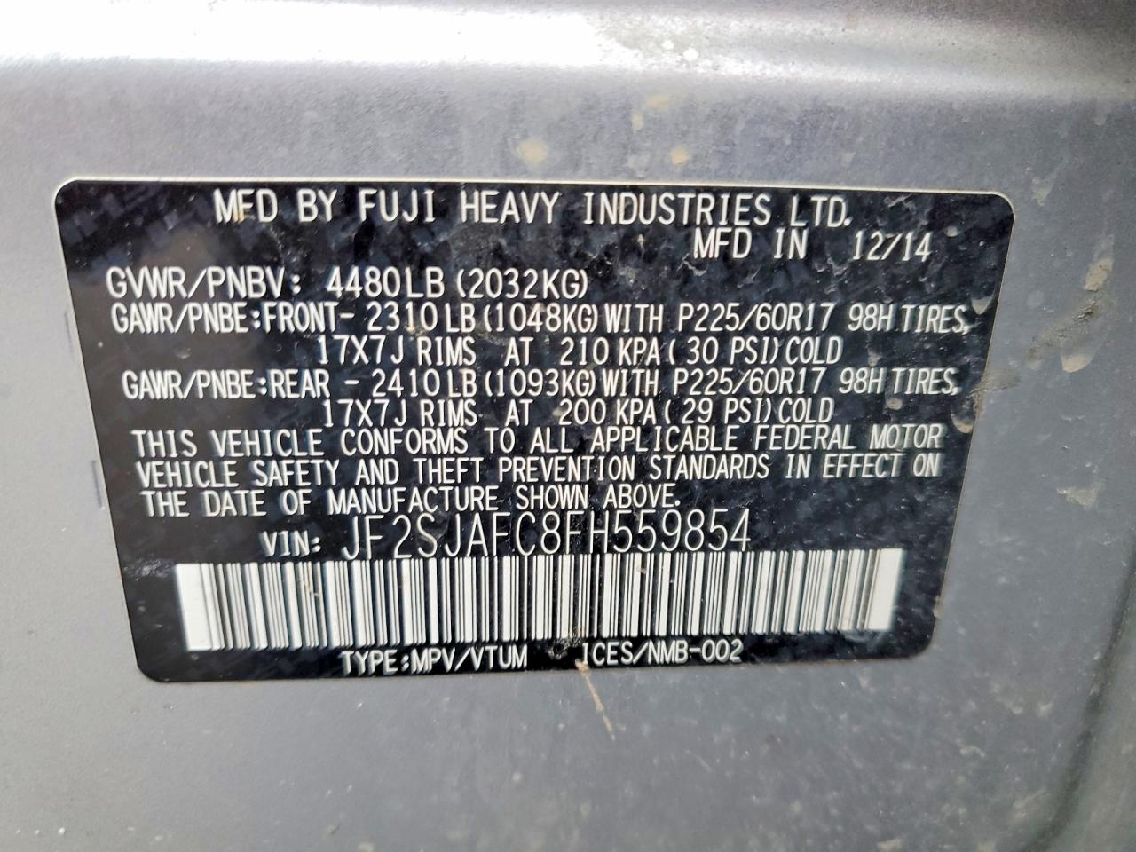 2015 SUBARU FORESTER photo 34