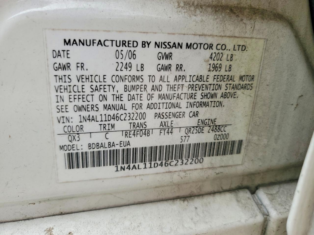 2006 NISSAN ALTIMA 2.5 photo 37