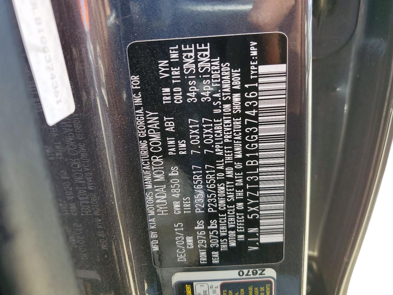 2016 HYUNDAI SANTA FE SPORT 2.4L photo 34