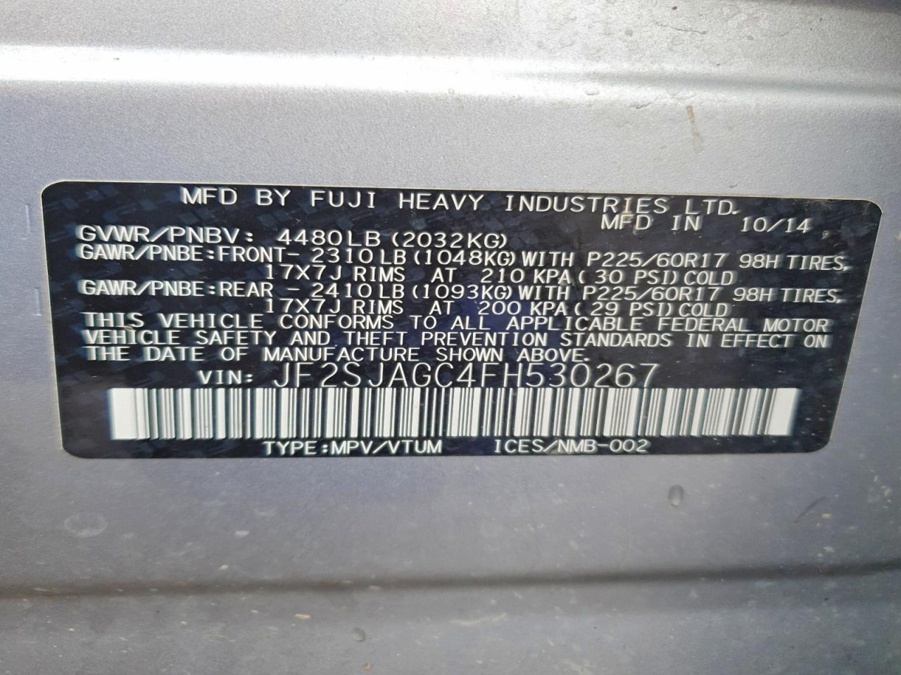 2015 SUBARU FORESTER 2.5I PREMIUM photo 23