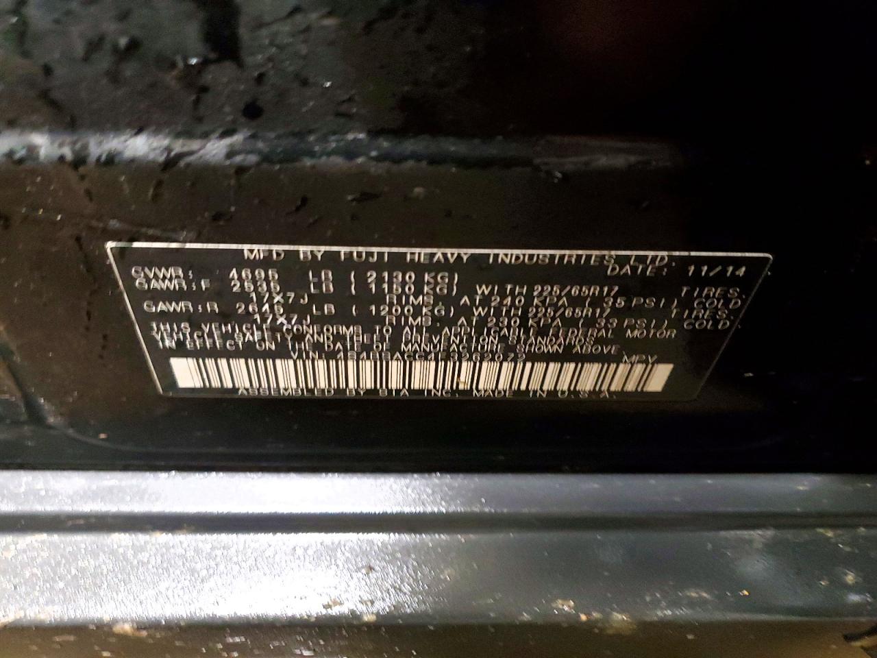 2015 SUBARU OUTBACK 2.5I PREMIUM photo 27
