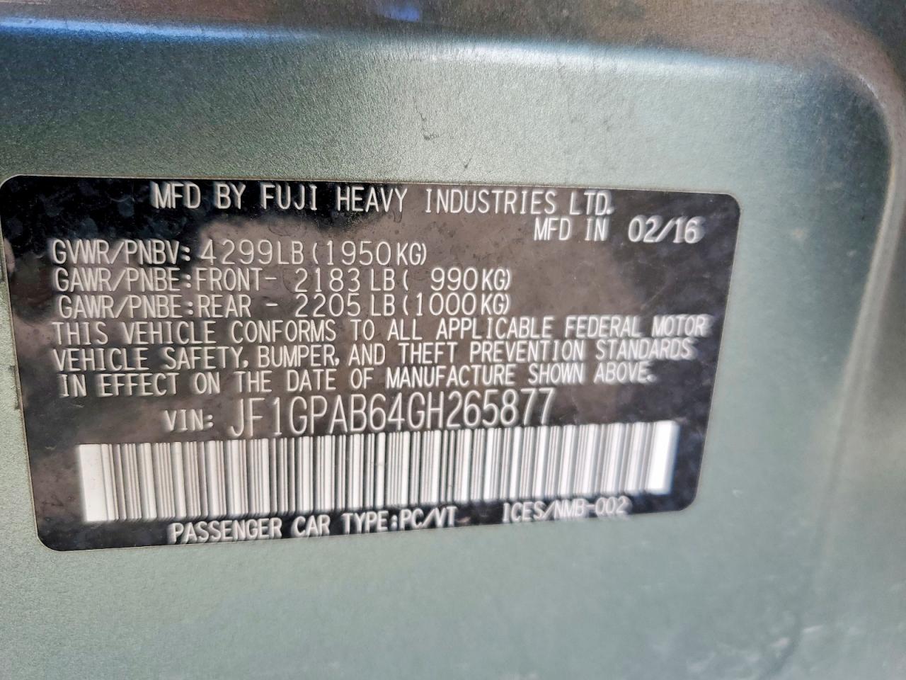 2016 SUBARU IMPREZA PREMIUM photo 14