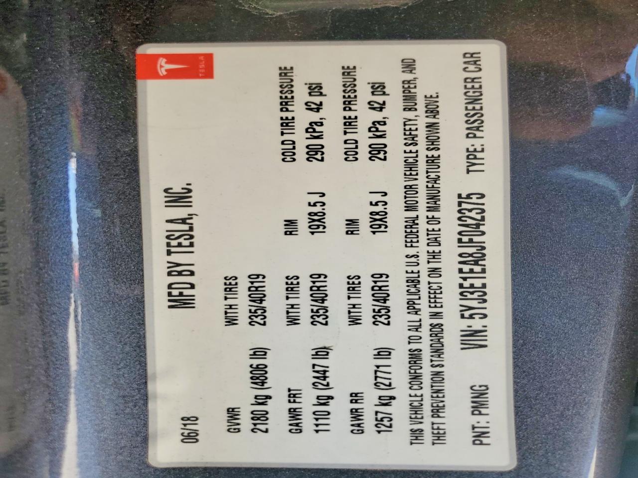 2018 TESLA MODEL 3 photo 23
