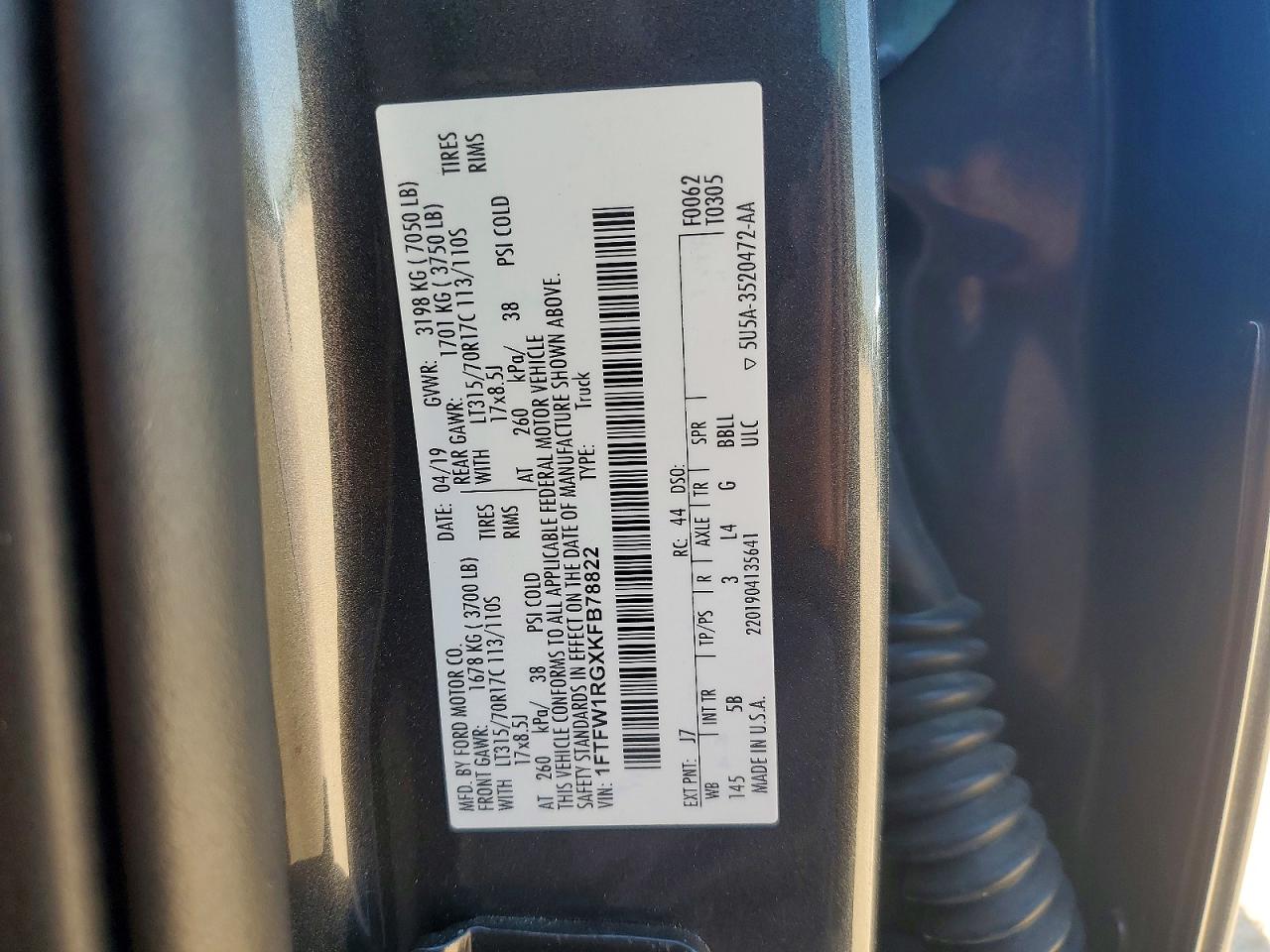 2019 FORD F150 RAPTOR photo 12