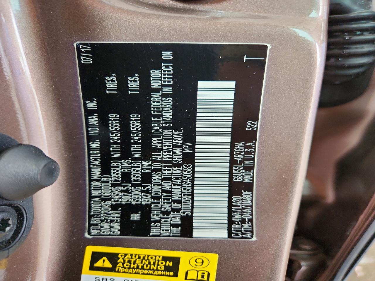 2017 TOYOTA HIGHLANDER LIMITED photo 25