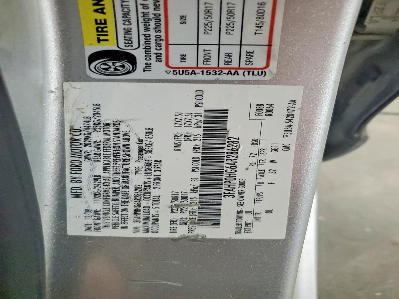2010 FORD FUSION SE photo 23