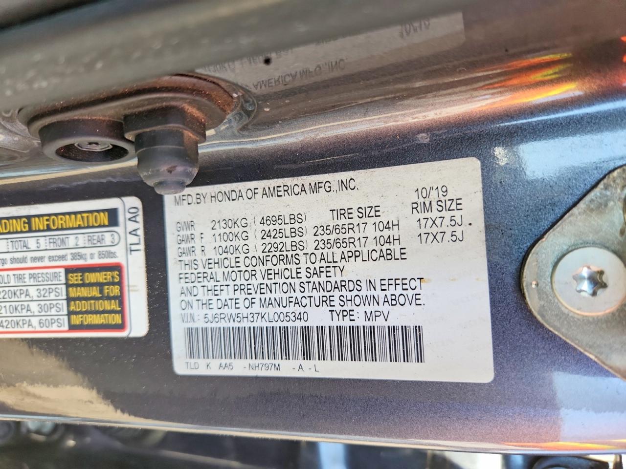 2019 HONDA CR-V LX photo 25