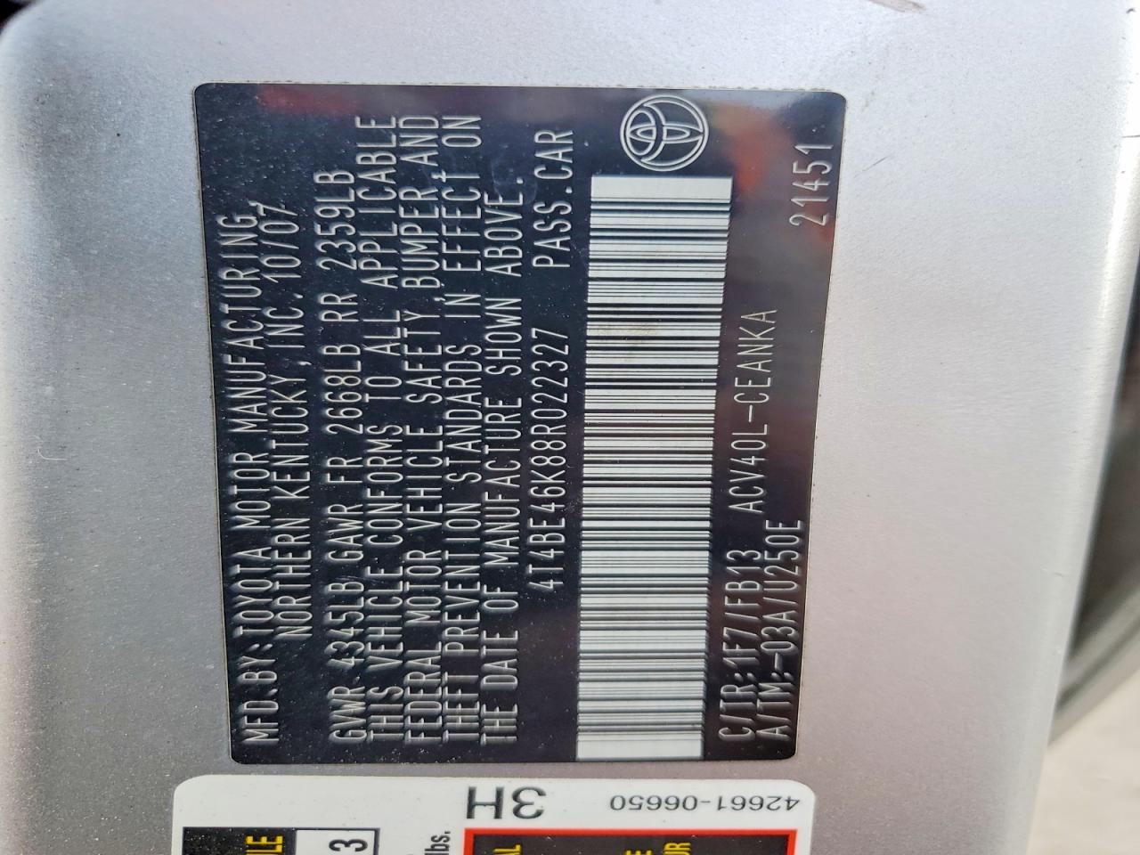 2008 TOYOTA CAMRY LE photo 12