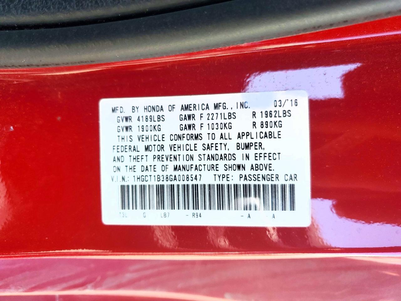 2016 HONDA ACCORD LX-S photo 25