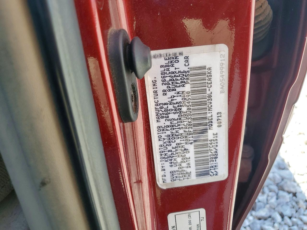 2003 TOYOTA CAMRY SE V6 photo 12