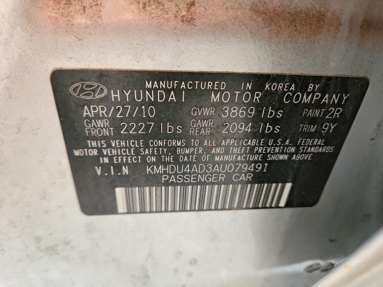 2010 HYUNDAI ELANTRA GLS photo 34
