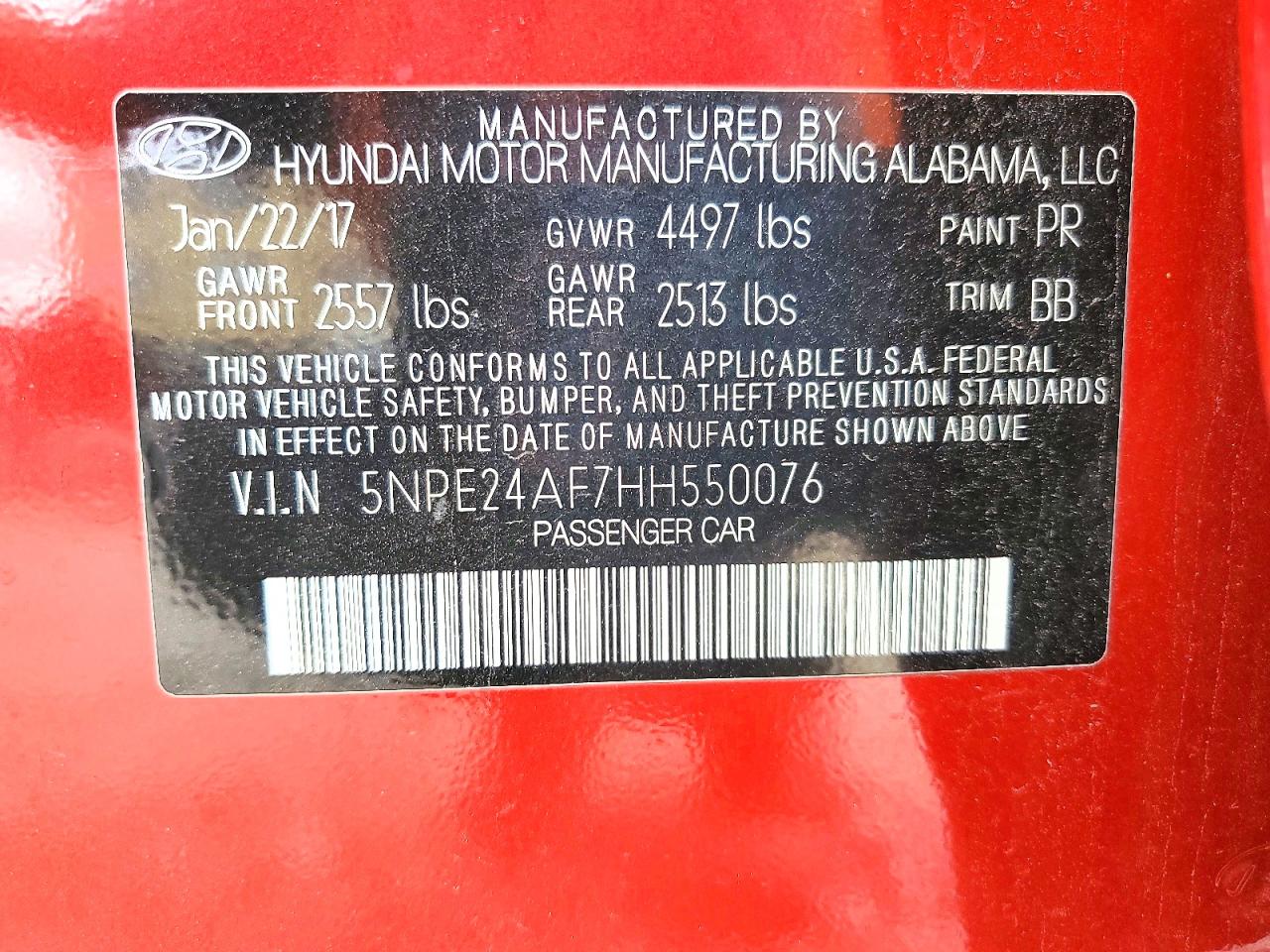 2017 HYUNDAI SONATA SE photo 34