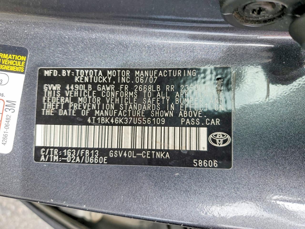 2007 TOYOTA CAMRY LE V6 photo 23