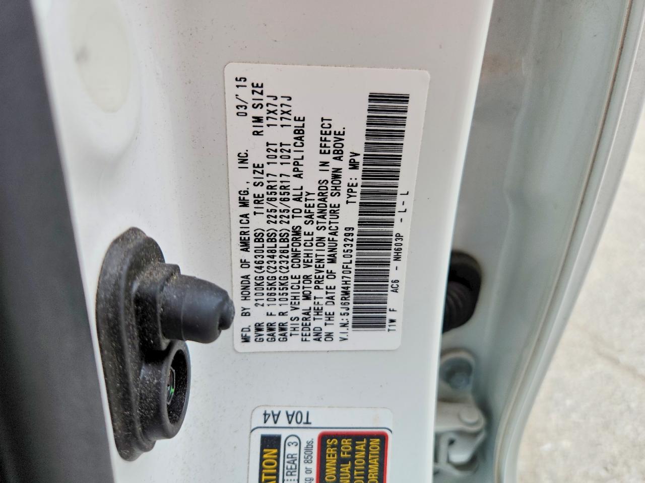 2015 HONDA CR-V EXL photo 27