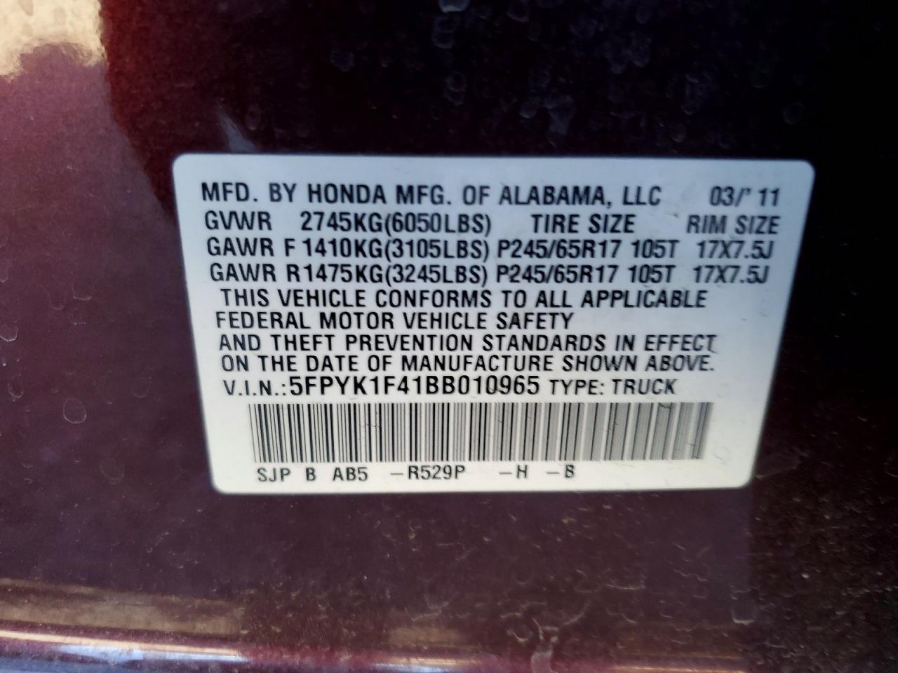 2011 HONDA RIDGELINE RTS photo 23