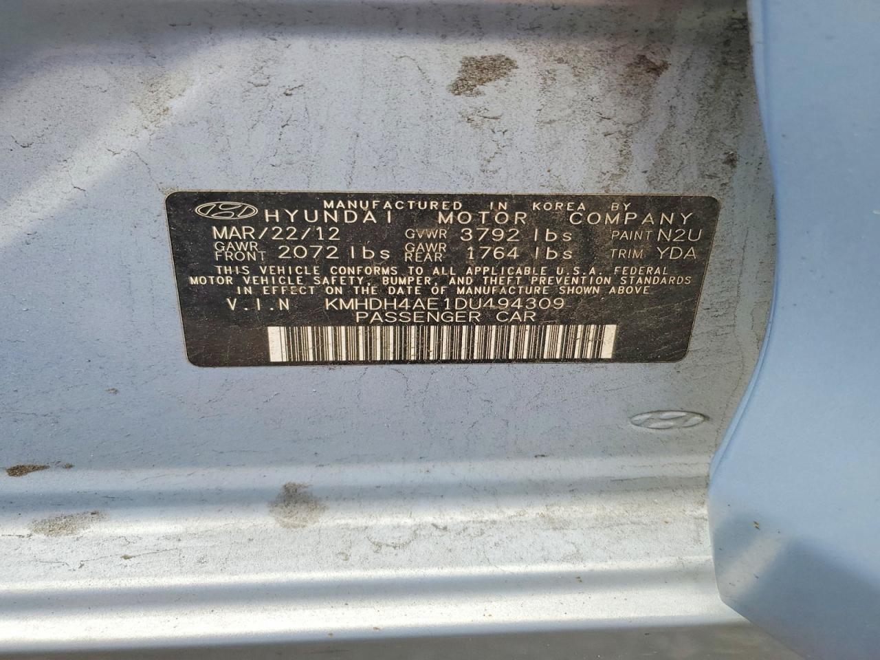 2013 HYUNDAI ELANTRA GLS photo 23