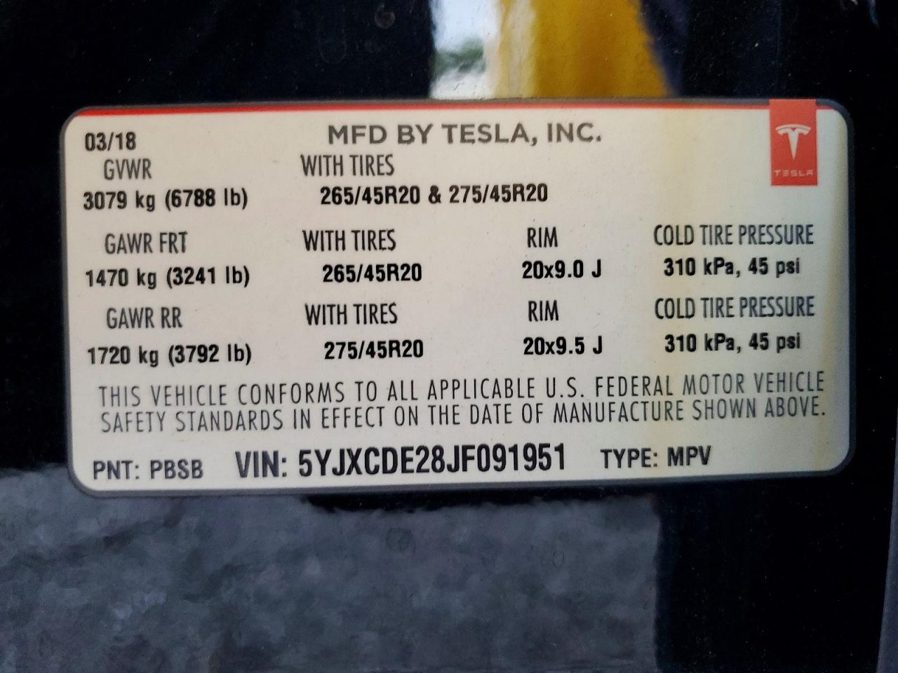 2018 TESLA MODEL X photo 40