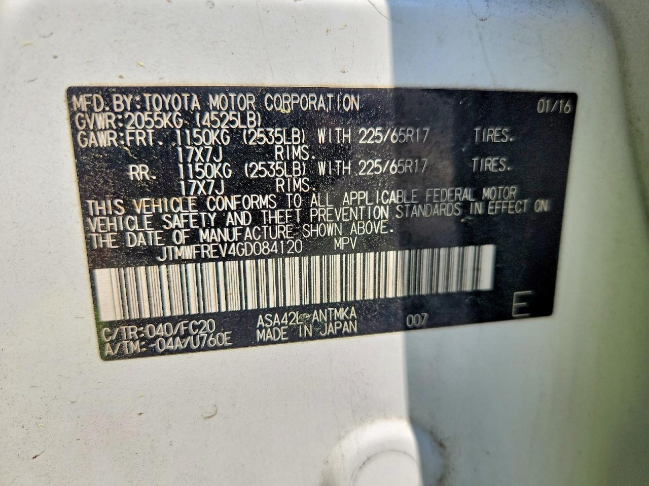 2016 TOYOTA RAV4 XLE photo 13