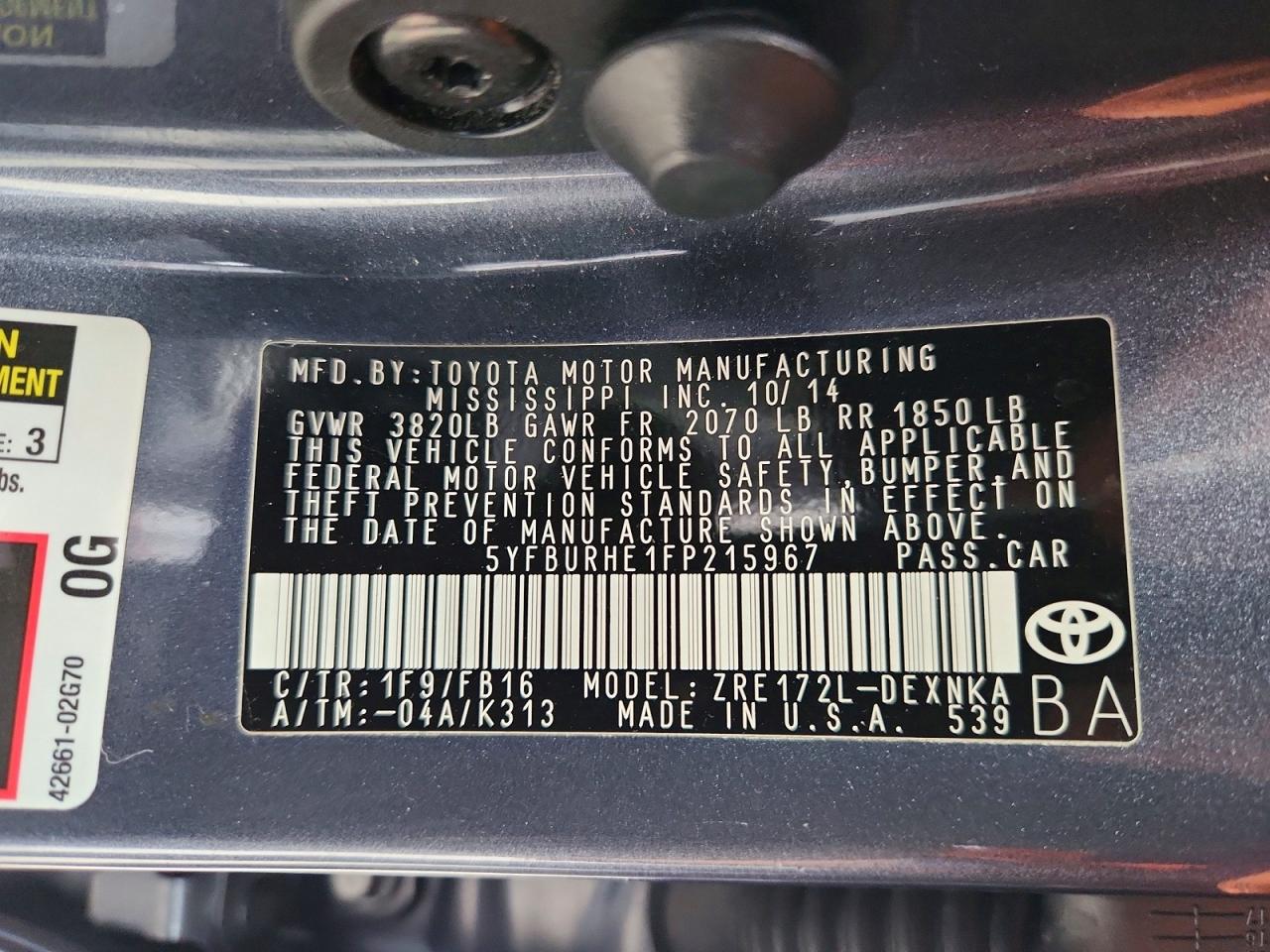 2015 TOYOTA COROLLA LE photo 23