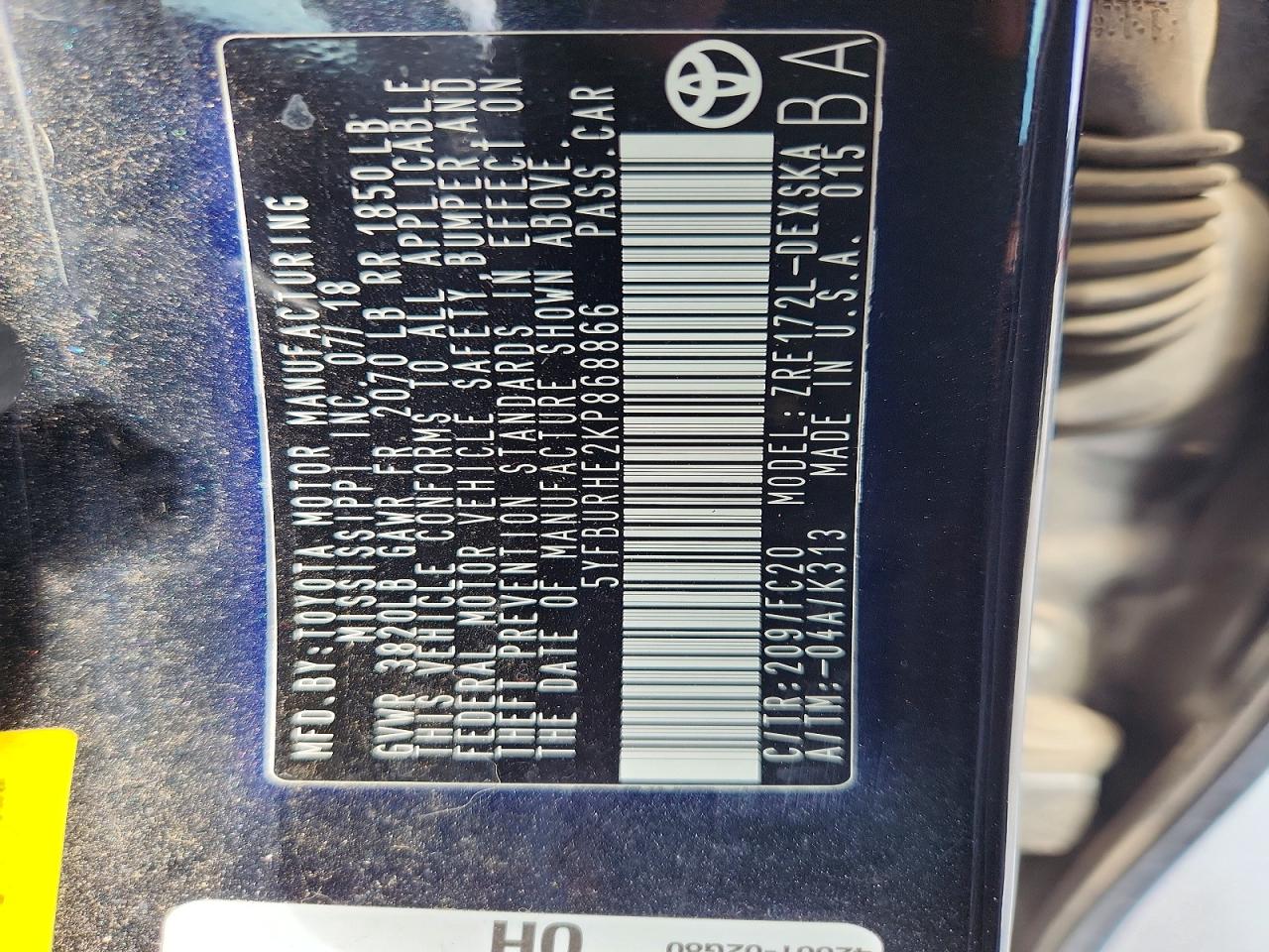 2019 TOYOTA COROLLA SE photo 37