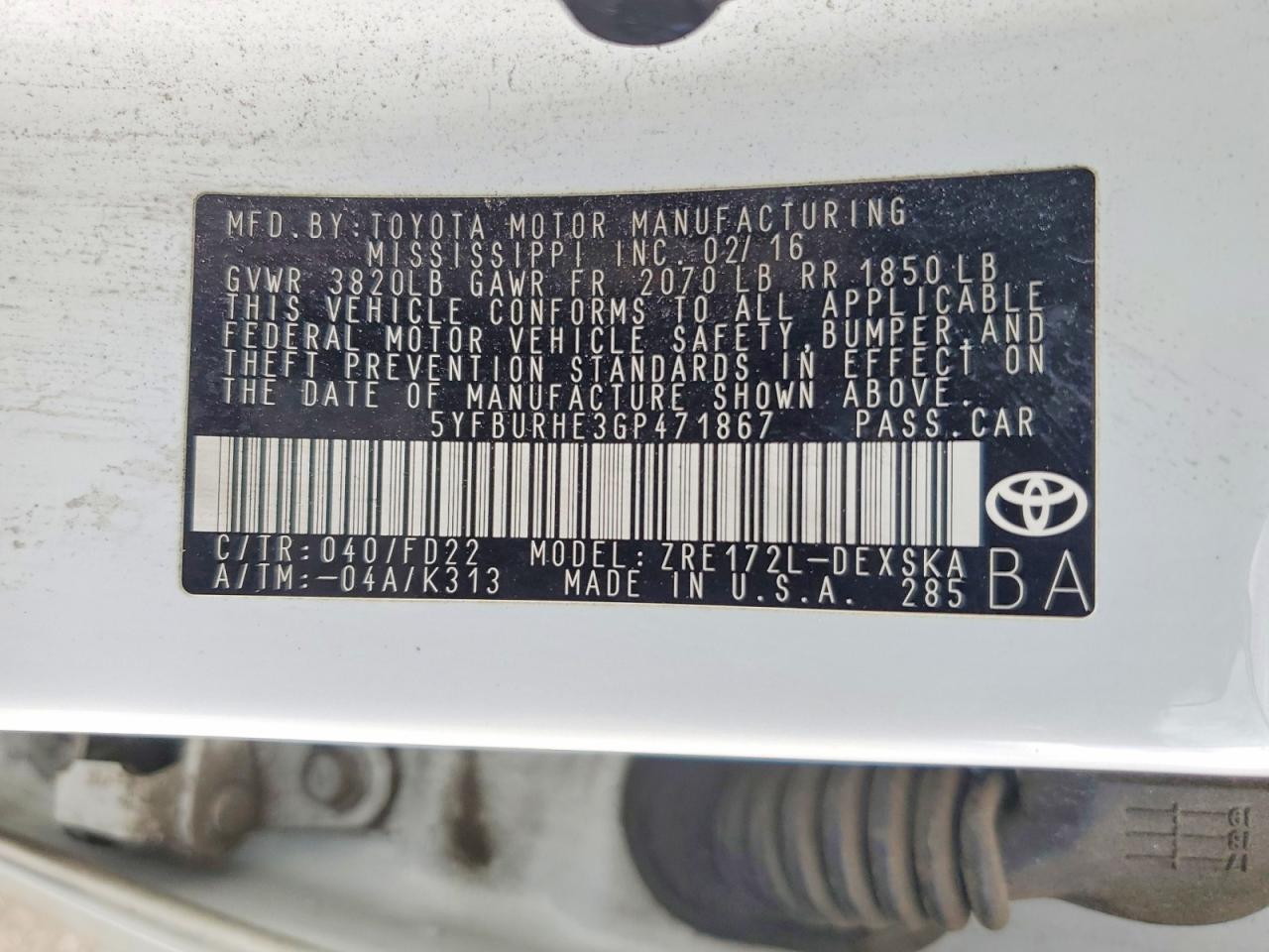 2016 TOYOTA COROLLA S PLUS photo 23