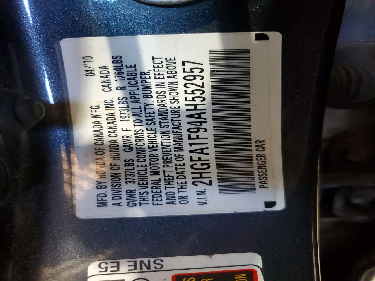 2010 HONDA CIVIC EXL photo 23