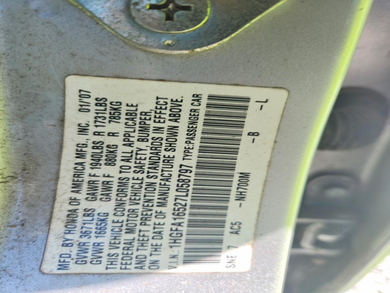 2007 HONDA CIVIC LX photo 23