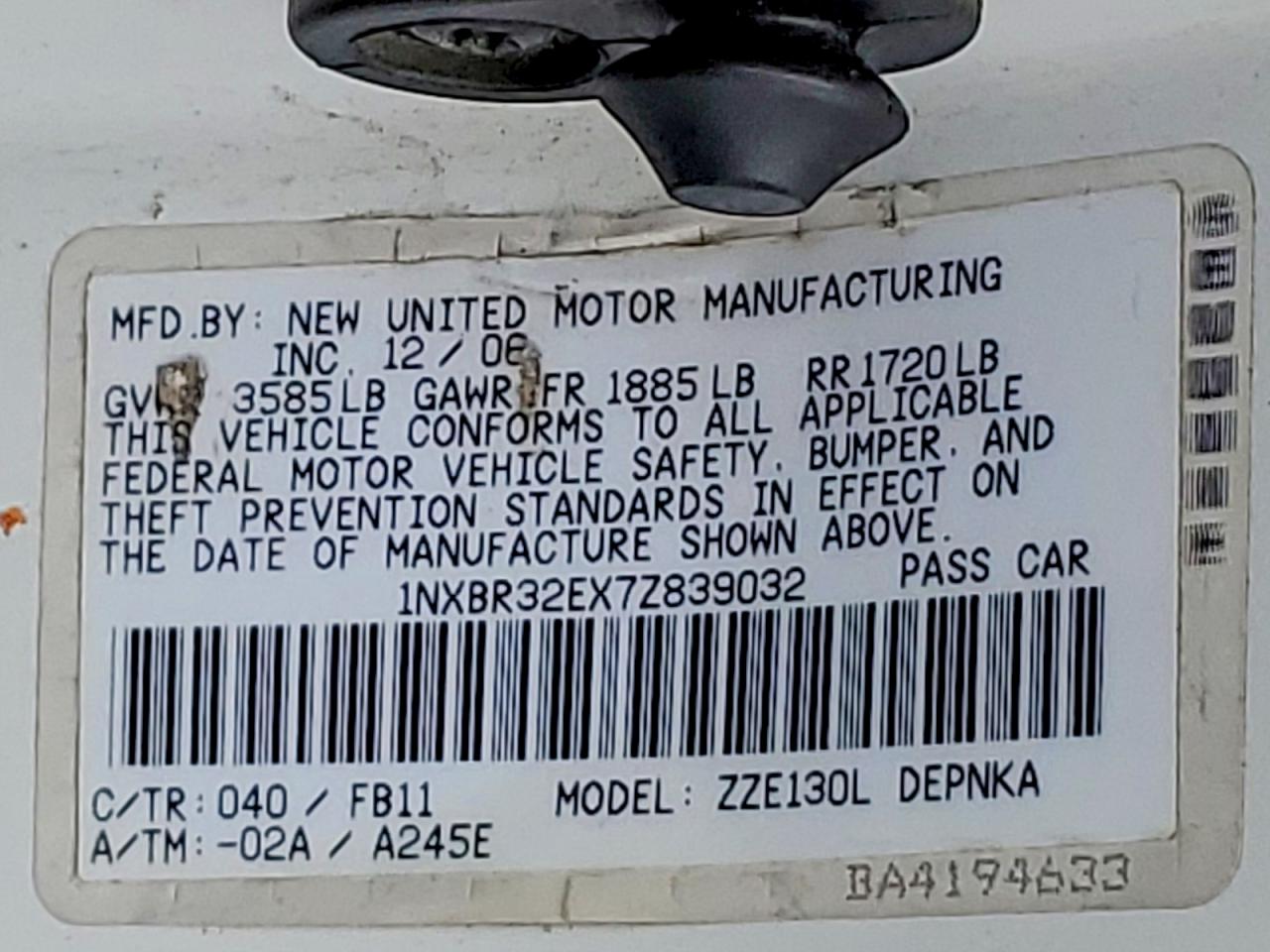 2007 TOYOTA COROLLA LE photo 23