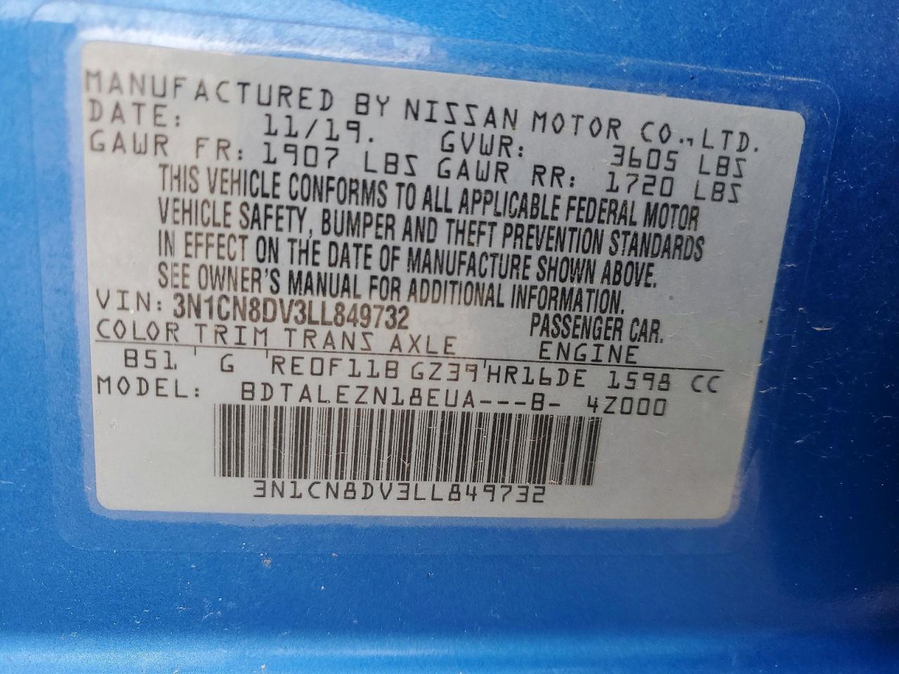 2020 NISSAN VERSA S photo 23