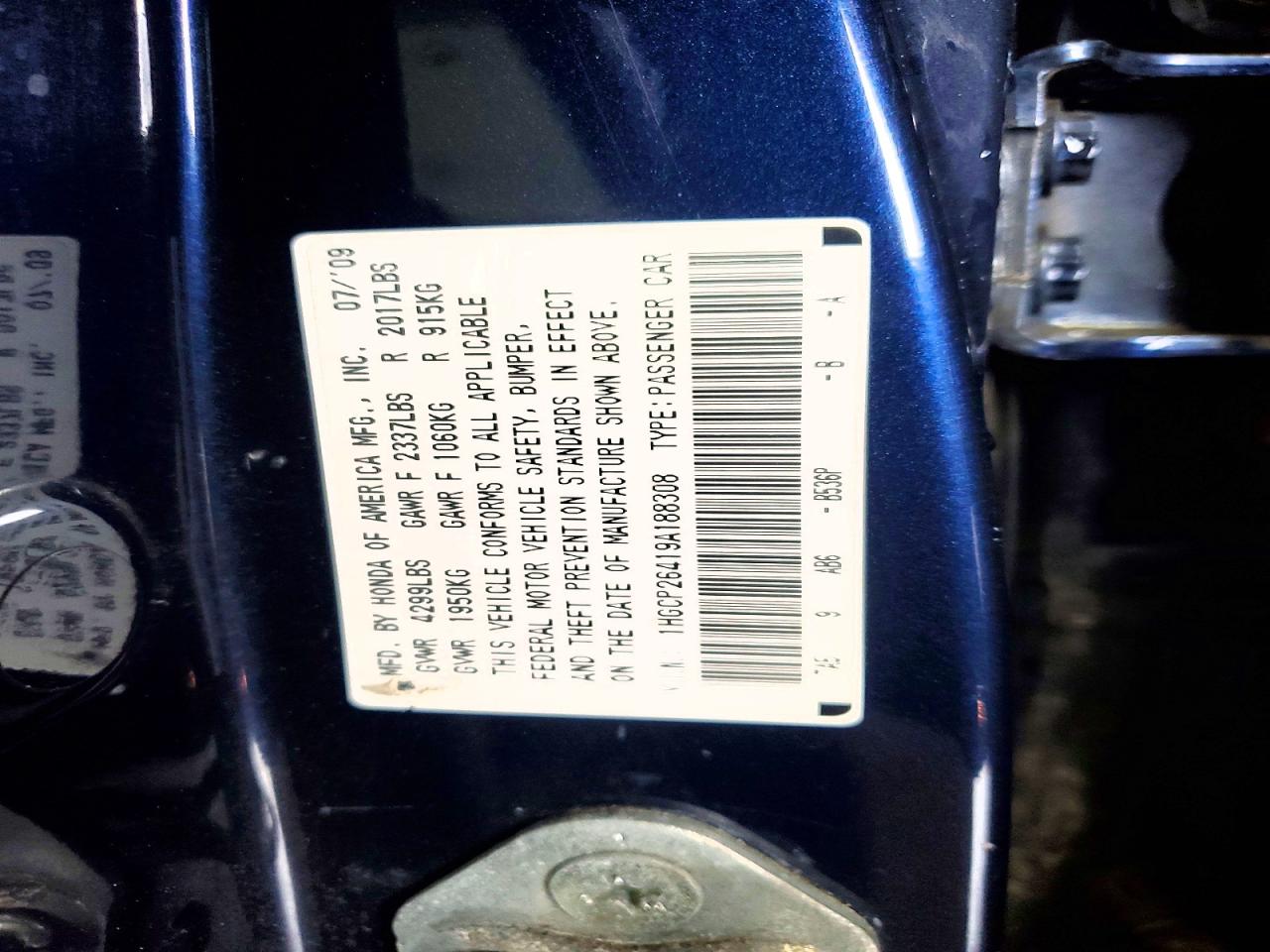 2009 HONDA ACCORD LXP photo 25