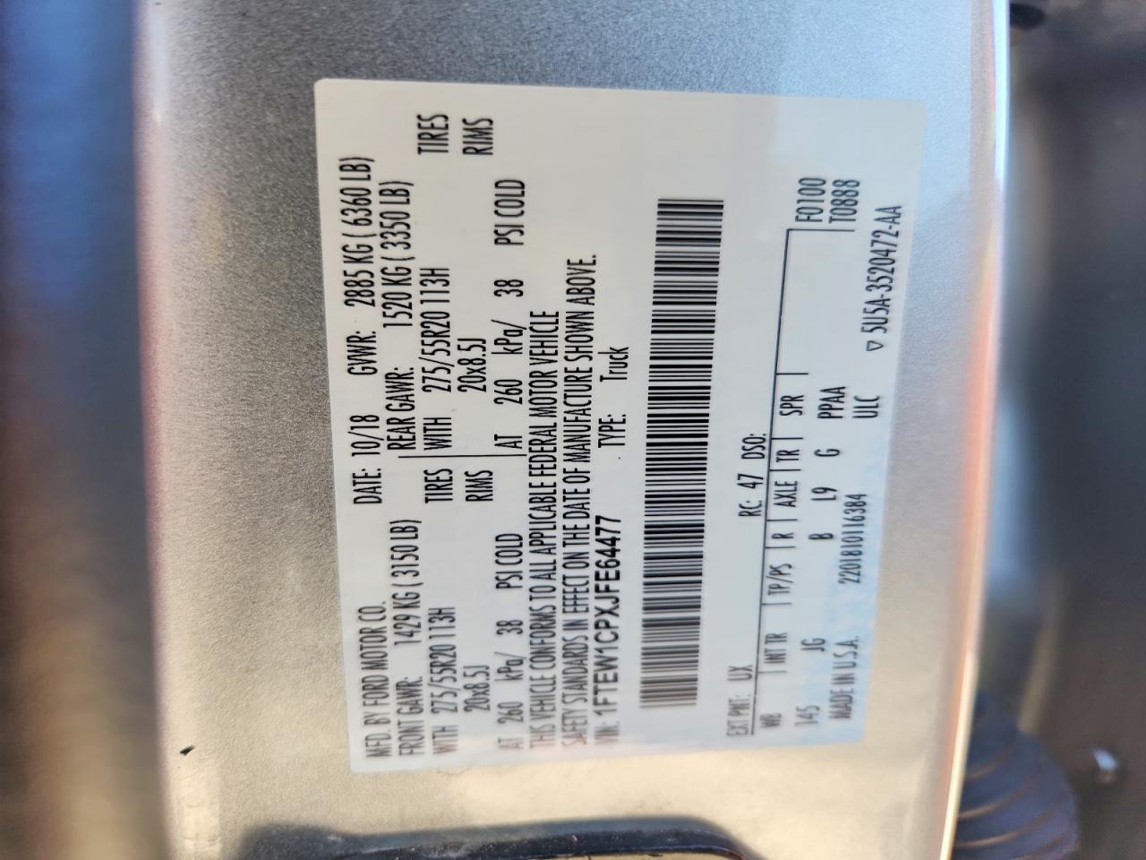 2018 FORD F150 SUPERCREW photo 37