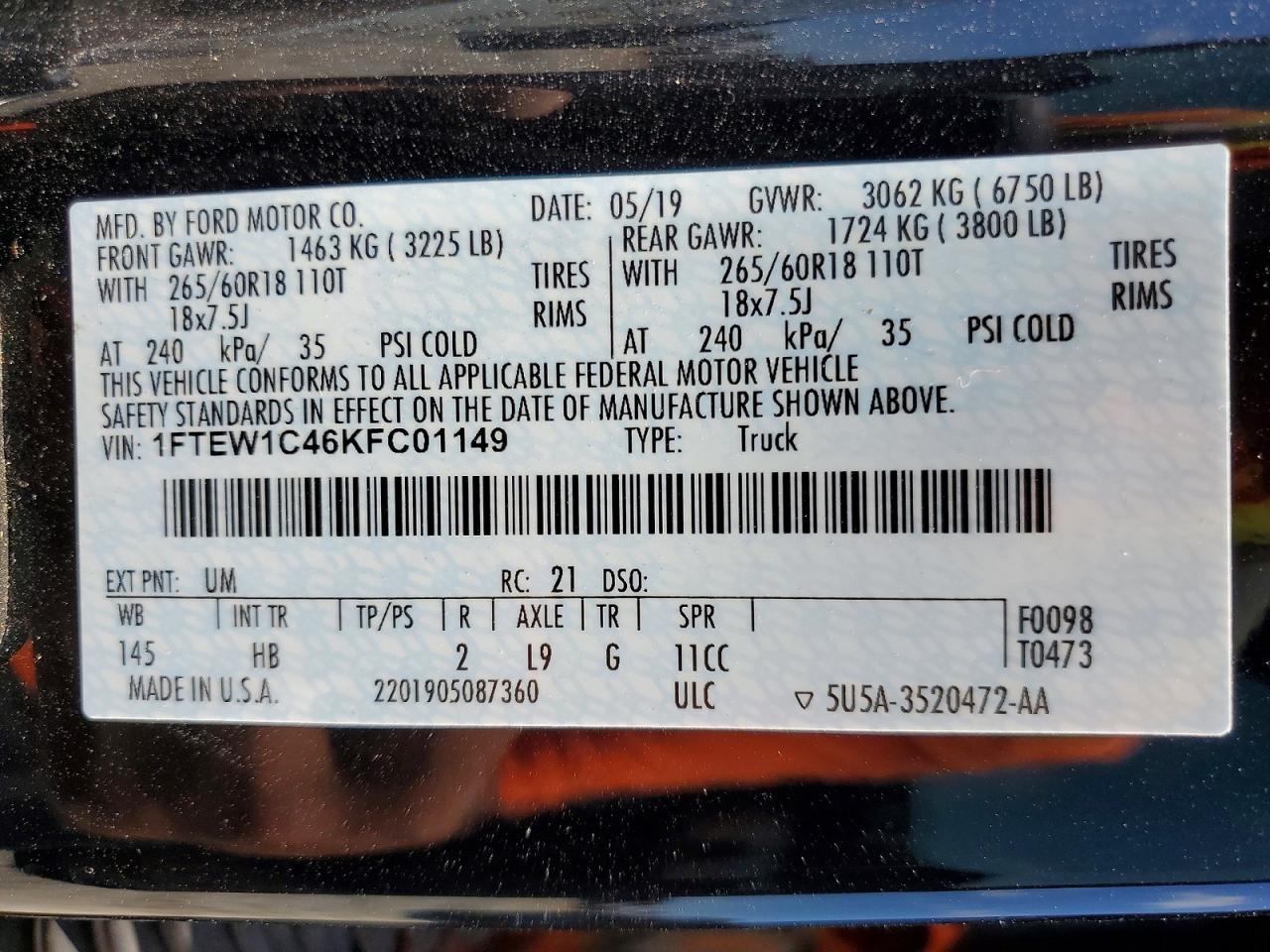 2019 FORD F150 SUPERCREW photo 23