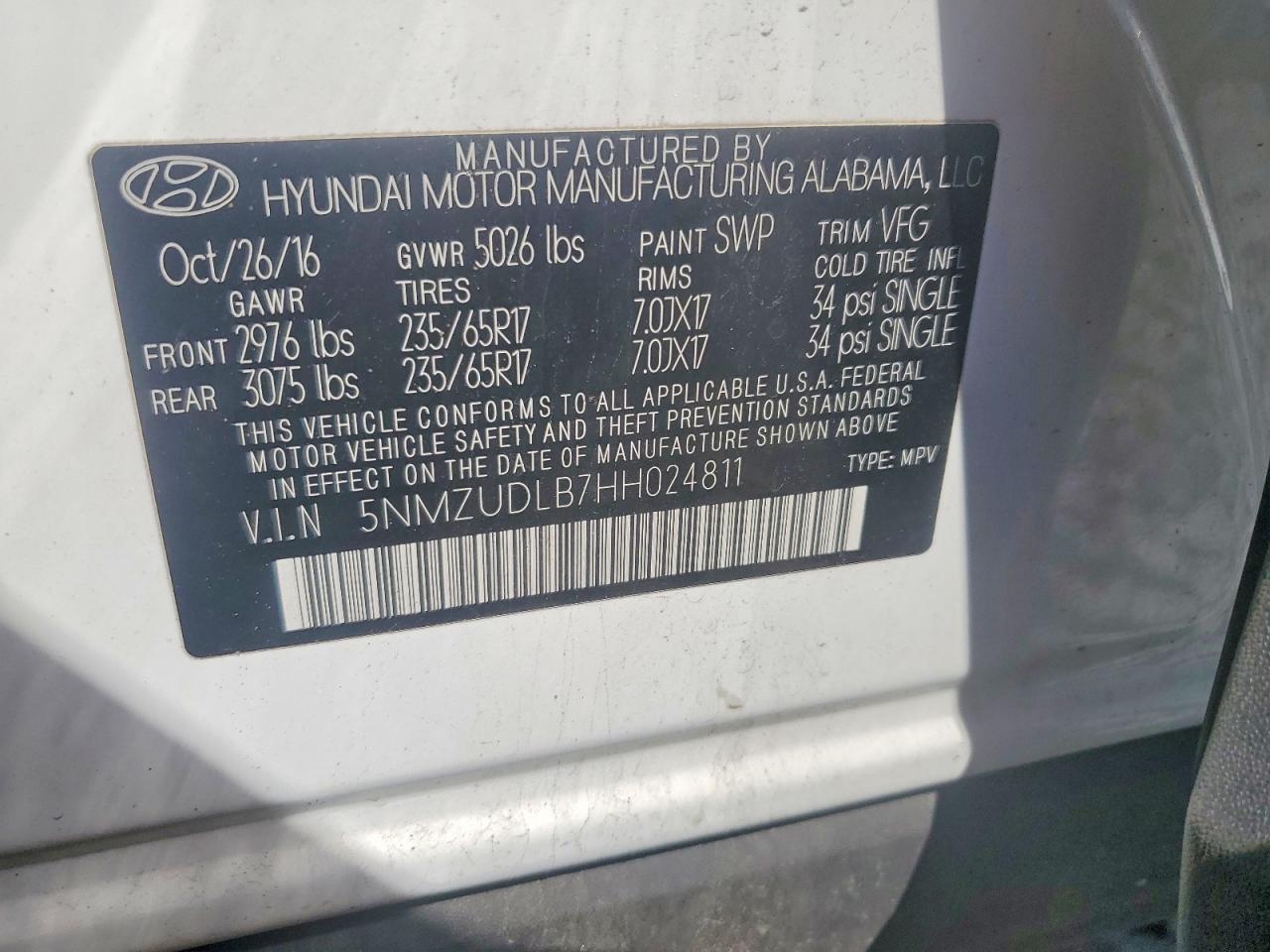 2017 HYUNDAI SANTA FE SPORT 2.4L photo 25