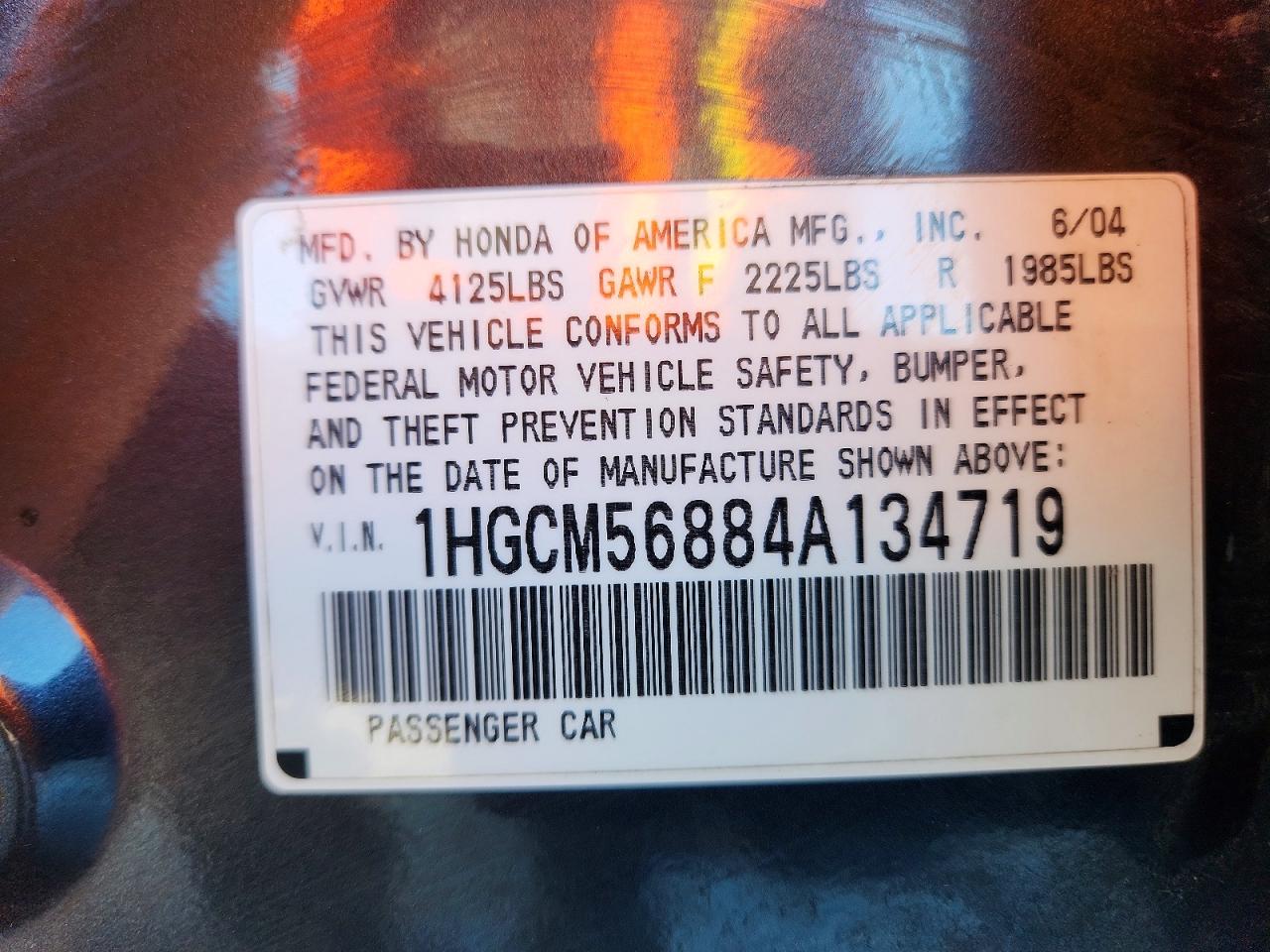 2004 HONDA ACCORD EX photo 12
