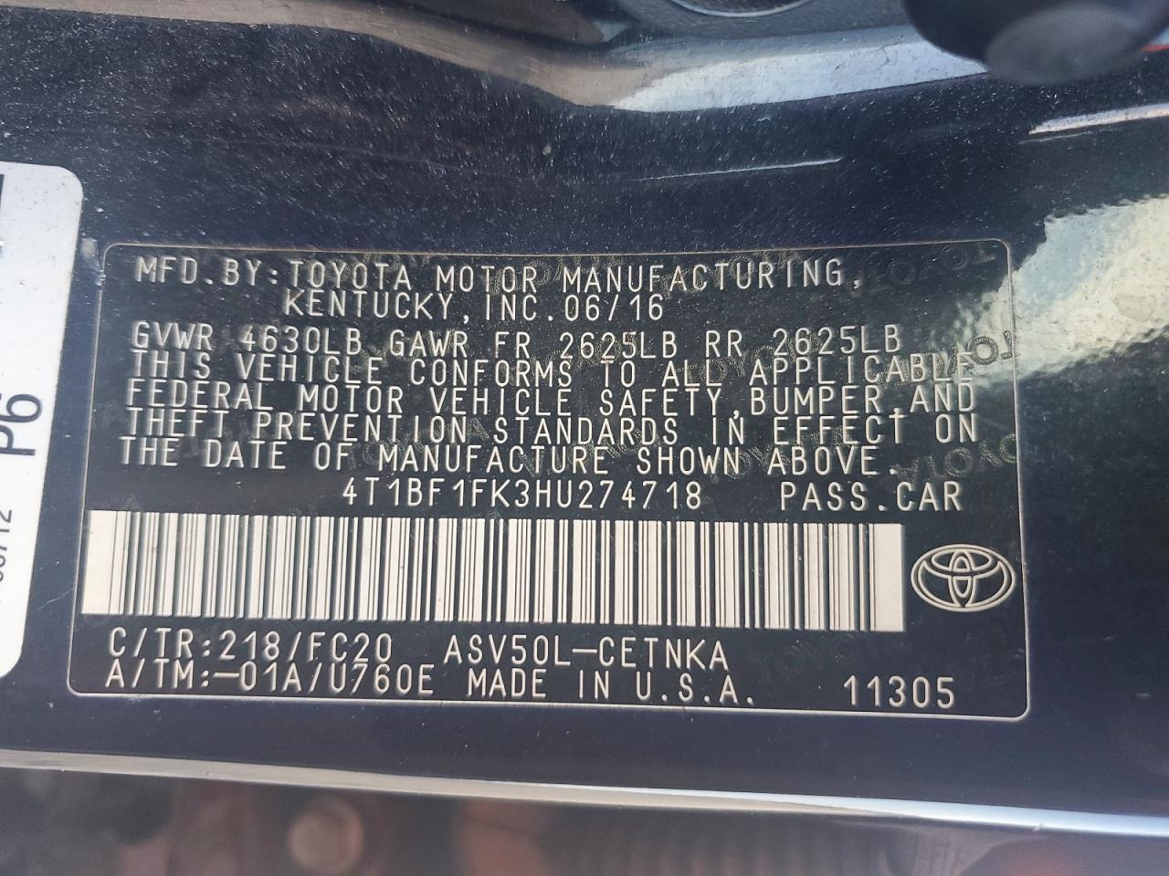 2017 TOYOTA CAMRY LE photo 23